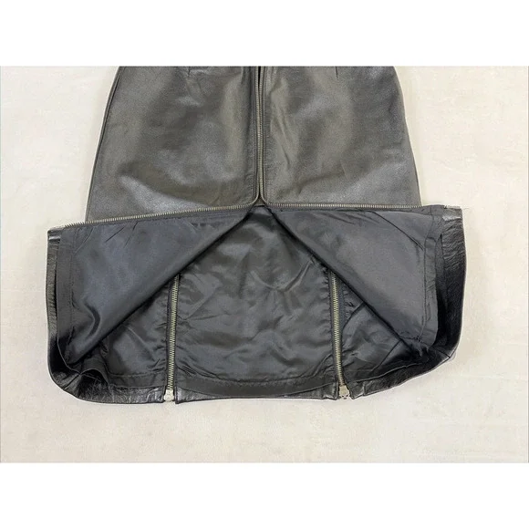 Danier Pencil Skirt Women’s 6 Black Leather, Lined, Triple Zippers Bnfts Charity - Picture 8 of 11